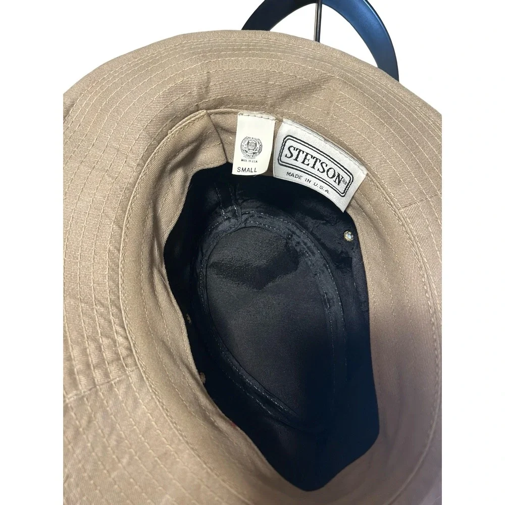 Stetson Safari Bucket Hat Tan Khaki Cotton Canvas Made in USA Small